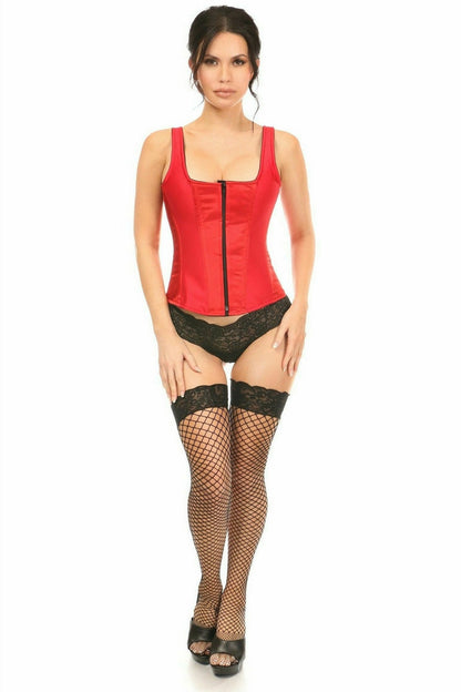 Top Drawer Red Satin Steel Boned Corset w/Straps.