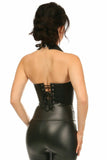 Top Drawer Black Faux Leather Steel Boned Collared Bustier Top-Daisy Corsets