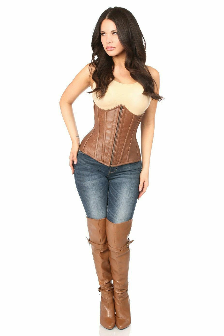 Top Drawer Faux Leather Underbust Corset-Daisy Corsets