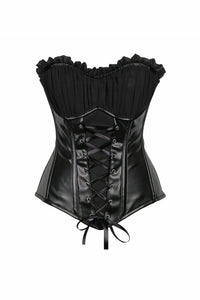 Top Drawer Black Faux Leather Lace-Up Steel Boned Corset-Daisy Corsets