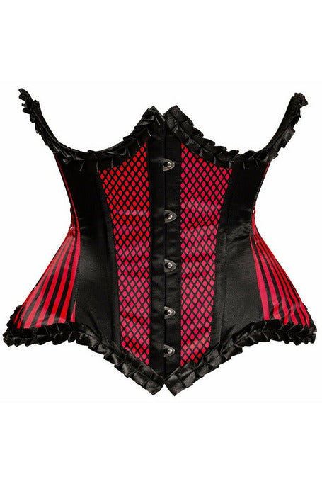 Top Drawer Red Burlesque Underwire Curvy Cut Waist Cincher Corset.