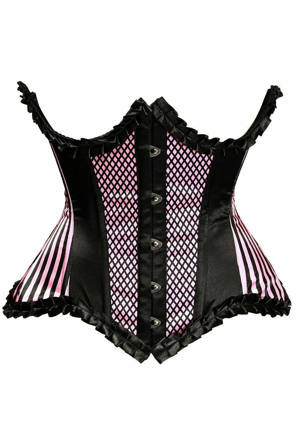 Top Drawer Pink Burlesque Underwire Curvy Cut Waist Cincher Corset.
