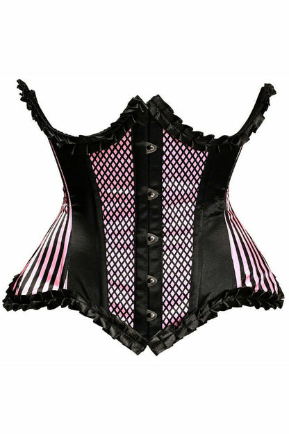 Top Drawer Pink Burlesque Underwire Curvy Cut Waist Cincher Corset.