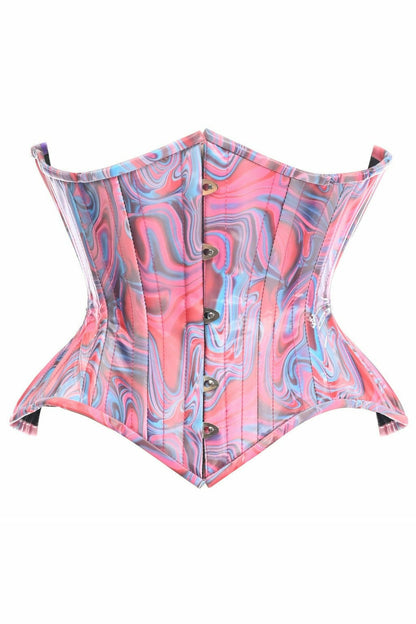 Top Drawer Retro Swirl Steel Boned Curvy Cut Underbust Cincher Corset.