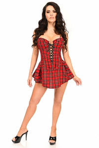 Top Drawer Red Plaid Steel Boned Corset Dress-Daisy Corsets