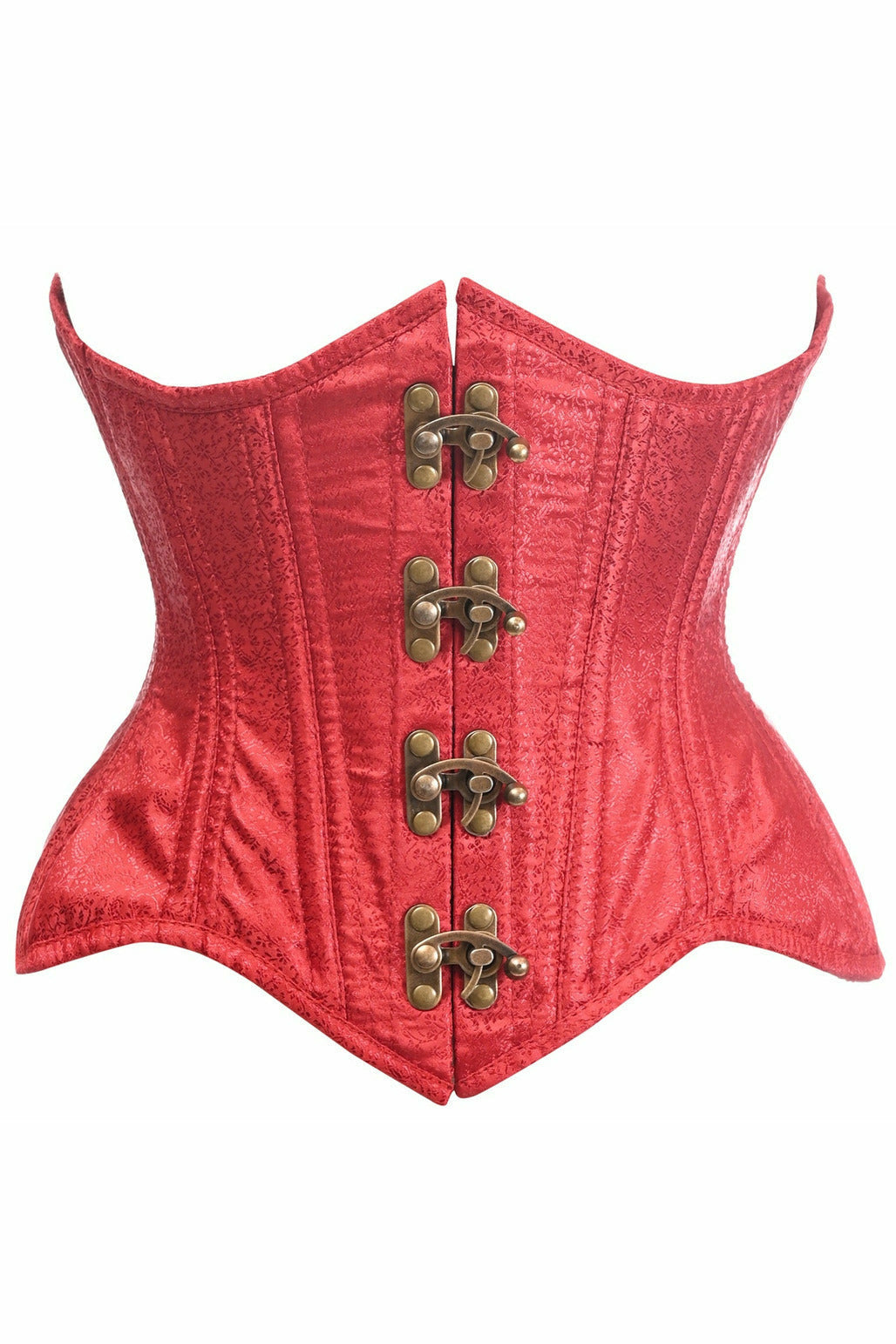 Top Drawer Double Steel Boned Wine Brocade Curvy Underbust Corset.