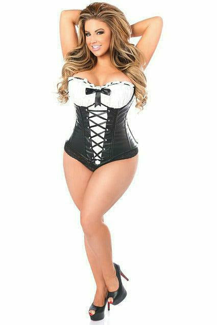Top Drawer Faux Leather Peasant Top Steel Boned Corset-Daisy Corsets