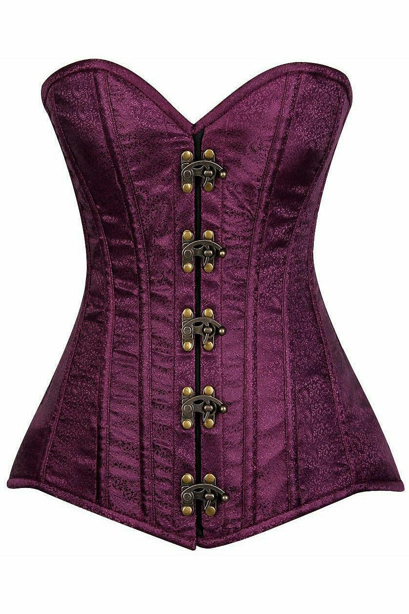 Top Drawer Plum Brocade Steel Boned Corset w/Clasp Closure.