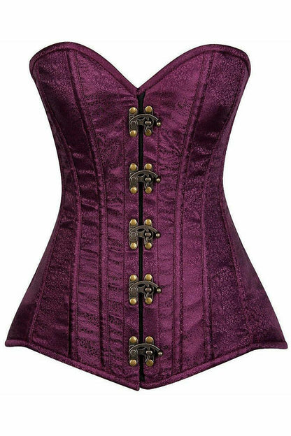 Top Drawer Plum Brocade Steel Boned Corset w/Clasp Closure.