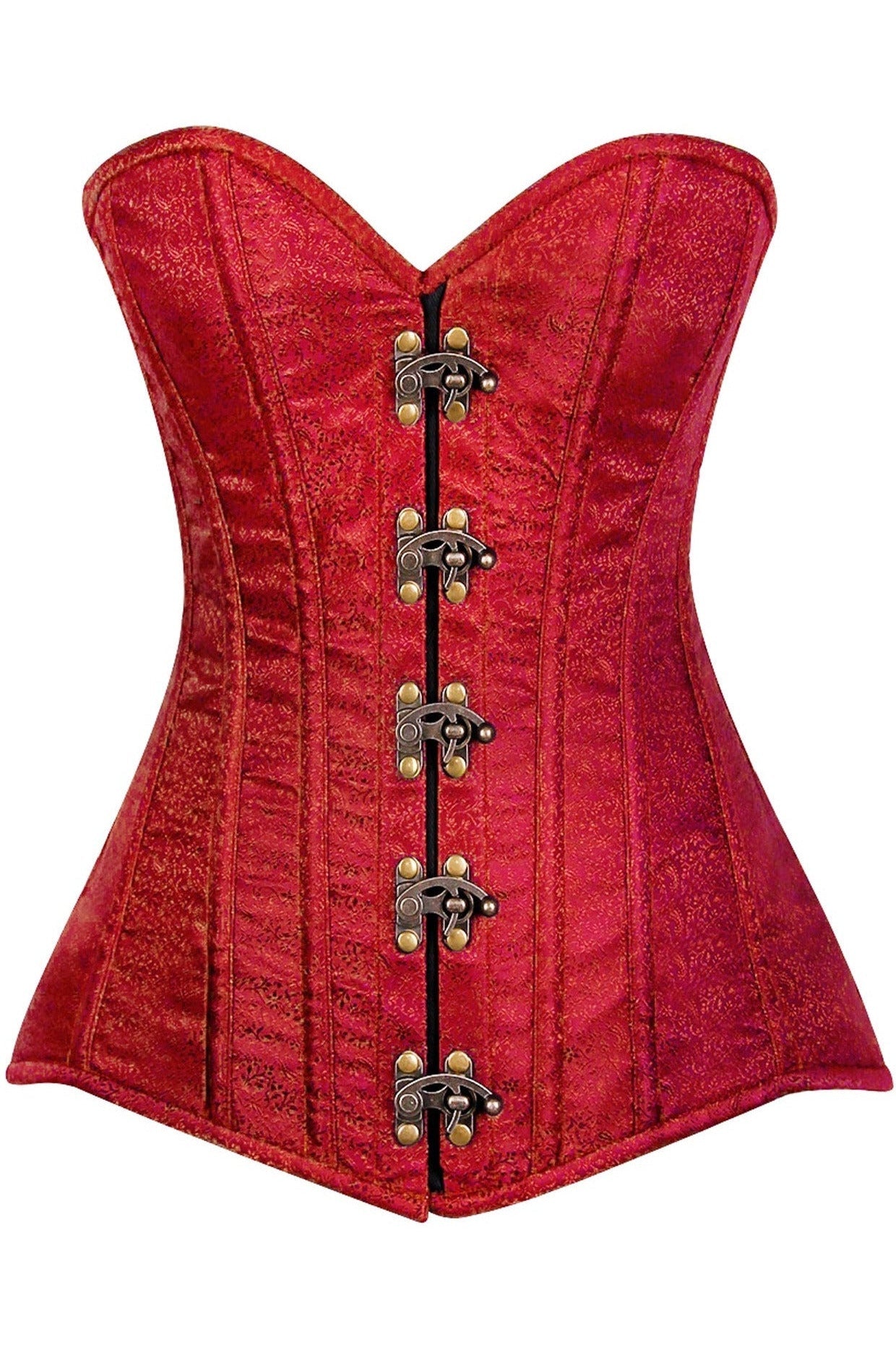 Top Drawer Wine Brocade Steel Boned Corset w/Clasp Closure.
