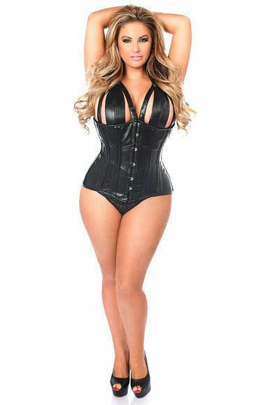 Top Drawer Faux Leather Steel Boned Underbust Corset.