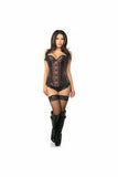 Top Drawer Brown Brocade & Faux Leather Steel Boned Corset-Daisy Corsets