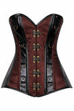 Top Drawer Brown Brocade & Faux Leather Steel Boned Corset-Daisy Corsets