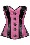 Top Drawer Pink Brocade & Faux Leather Steel Boned Corset-Daisy Corsets