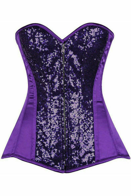 Top Drawer Purple Sequin Steel Boned Corset.