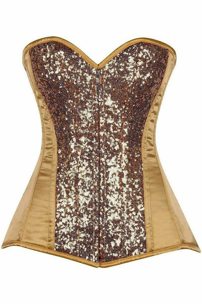 Top Drawer Gold Sequin Steel Boned Corset.