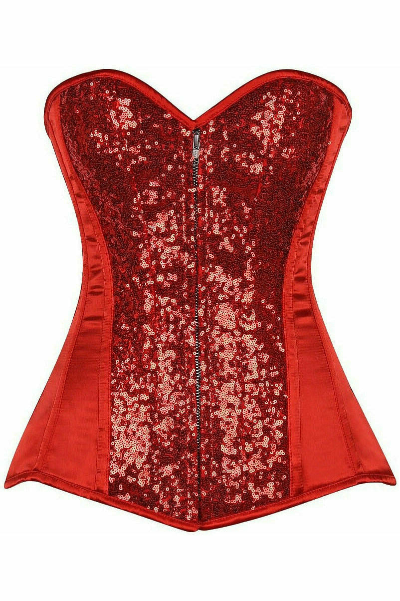 Top Drawer Red Sequin Steel Boned Corset.