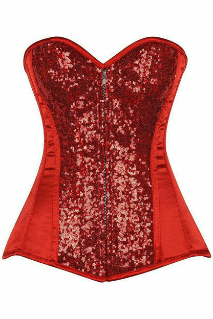 Top Drawer Red Sequin Steel Boned Corset.