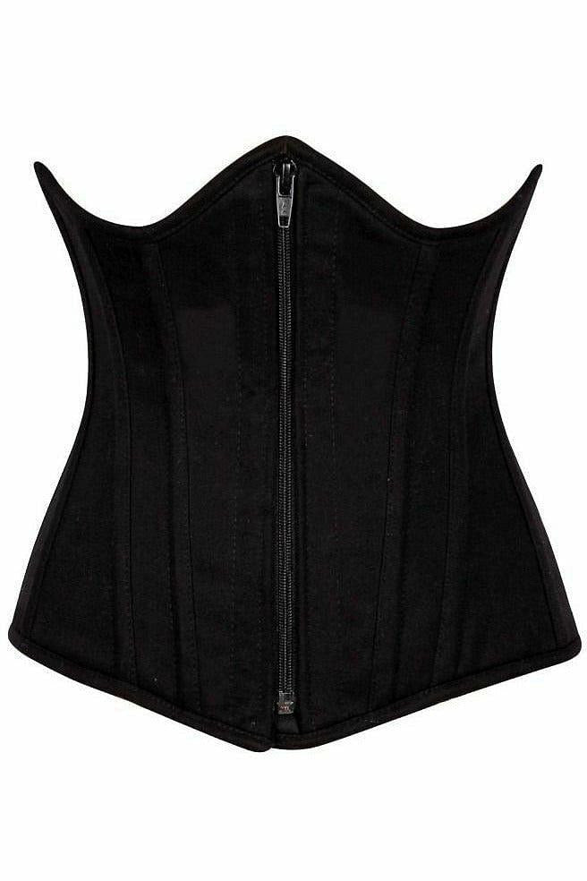 Top Drawer Black Cotton Underbust Steel Boned Corset.