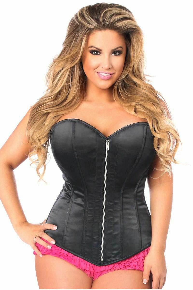 Top Drawer Black Satin Steel Boned Corset.