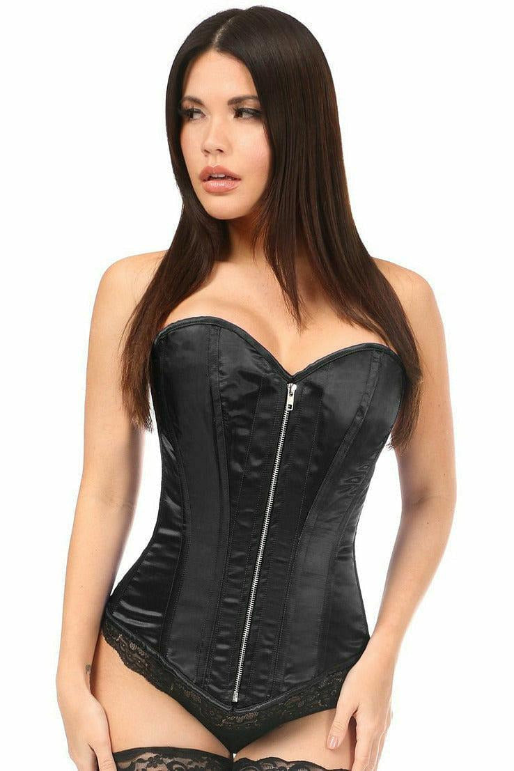 Top Drawer Black Satin Steel Boned Corset.
