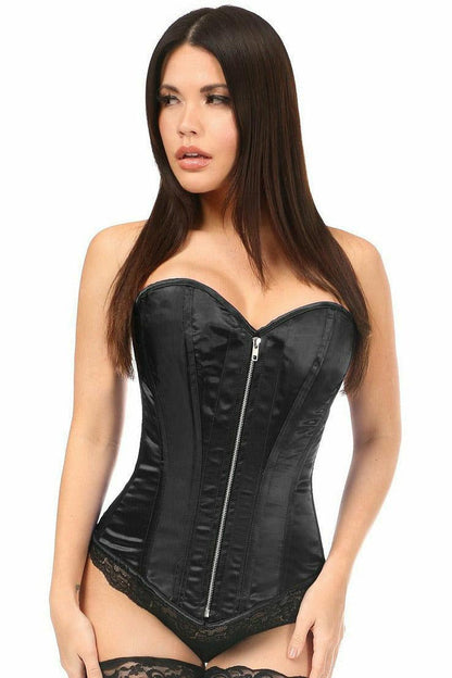 Top Drawer Black Satin Steel Boned Corset.