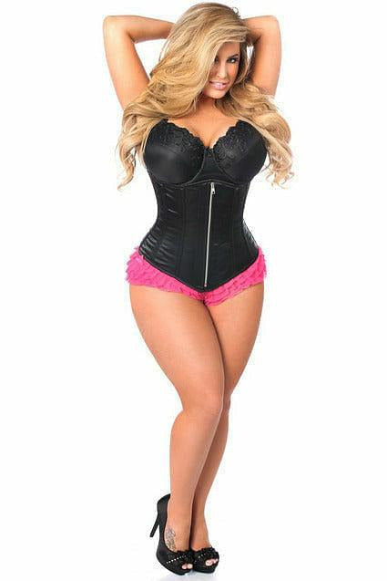 Top Drawer Black Satin Underbust Steel Boned Corset.