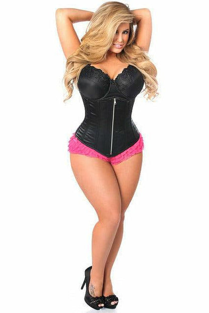 Top Drawer Black Satin Underbust Steel Boned Corset.