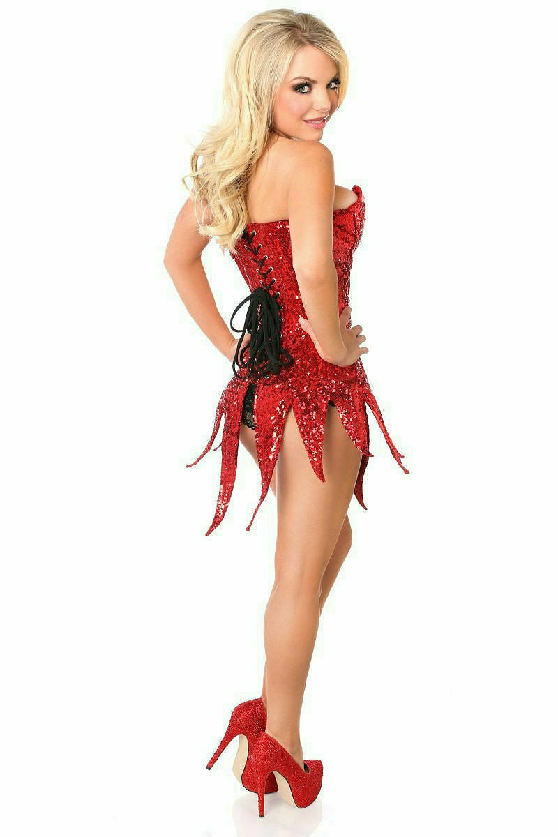 Top Drawer Red Sequin Steel Boned Corset Dress-Daisy Corsets