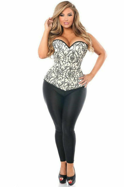 Top Drawer Elegant Ivory Embroidered Steel Boned Corset.