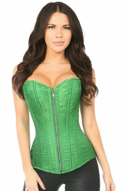 Top Drawer Emerald Green Brocade Steel Boned Corset.