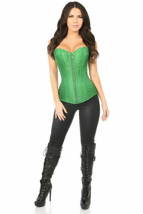 Top Drawer Emerald Green Brocade Steel Boned Corset.