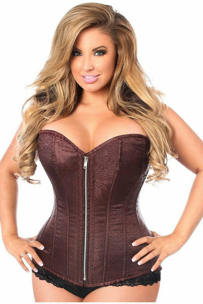 Top Drawer Brown Brocade Steel Boned Corset.