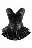 Top Drawer Black Faux Leather Steel Boned Mini Corset Dress-Daisy Corsets
