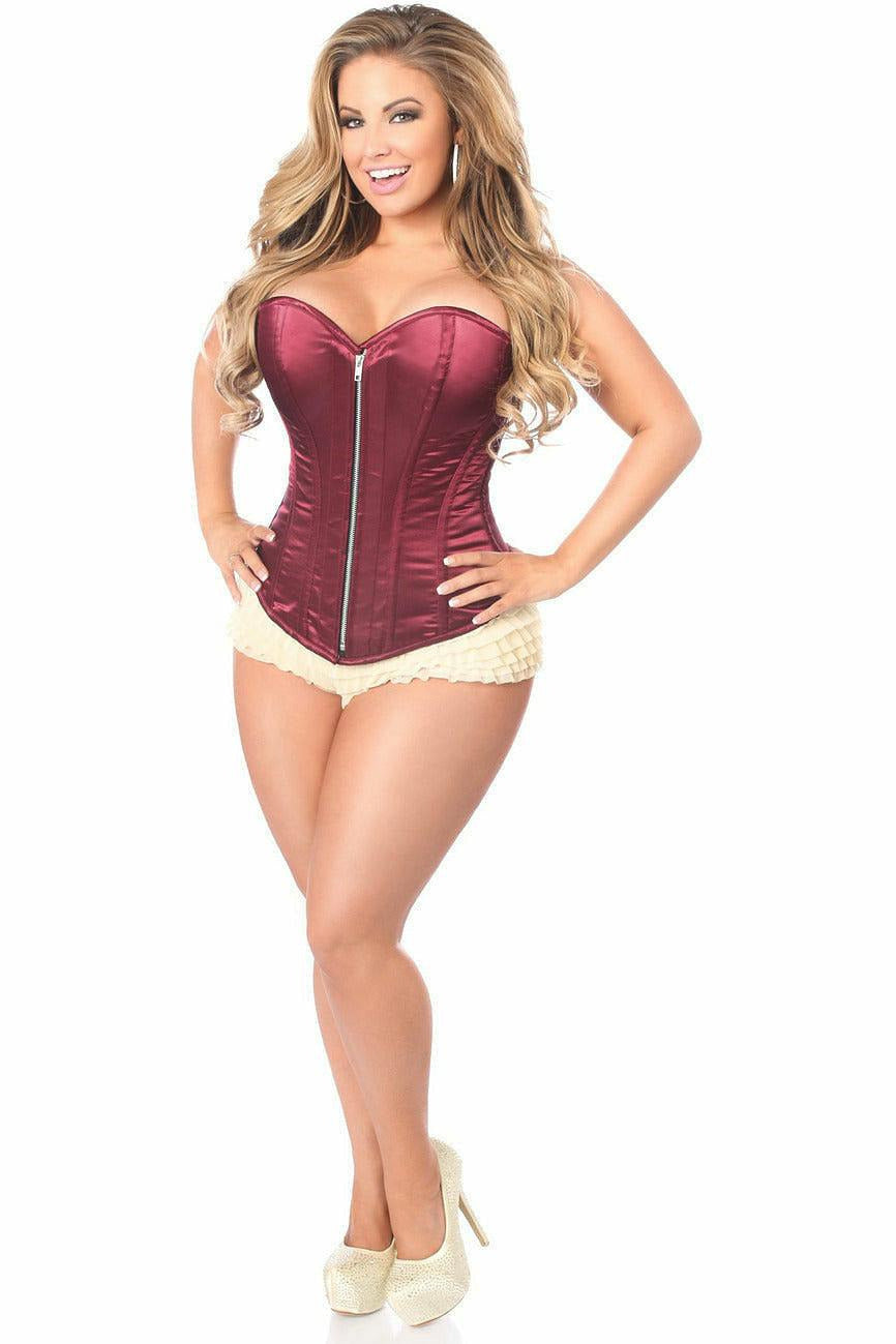 Top Drawer Bordeaux Satin Steel Boned Corset.