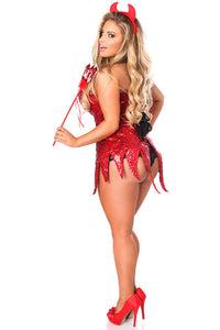 Top Drawer Red Sequin Devil Corset Dress Costume-Daisy Corsets