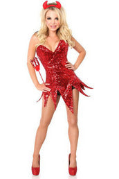 Top Drawer Red Sequin Devil Corset Dress Costume-Daisy Corsets