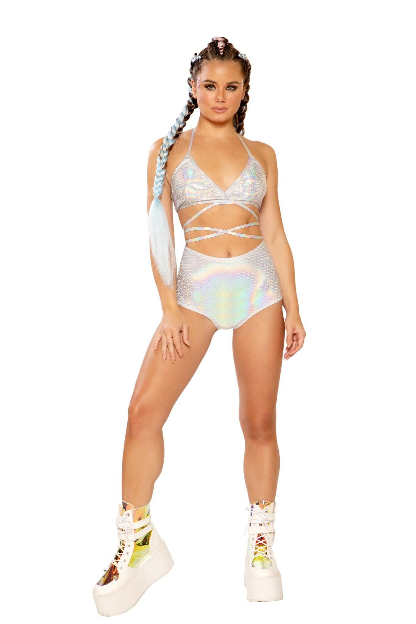 J. Valentine HOLOGRAPHIC HIGH-WAIST SHORT - Festival Wear.