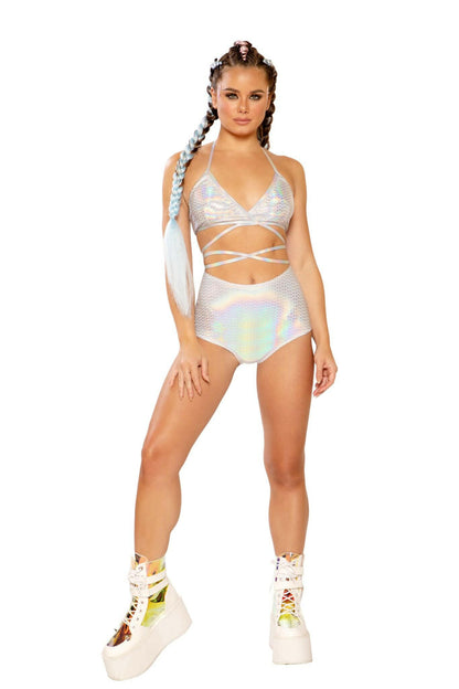 J. Valentine HOLOGRAPHIC HIGH-WAIST SHORT - Festival Wear.