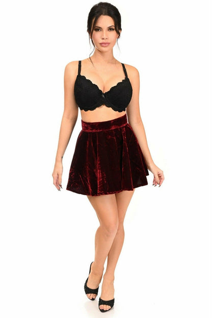 Dark Red Crushed Velvet Skirt.