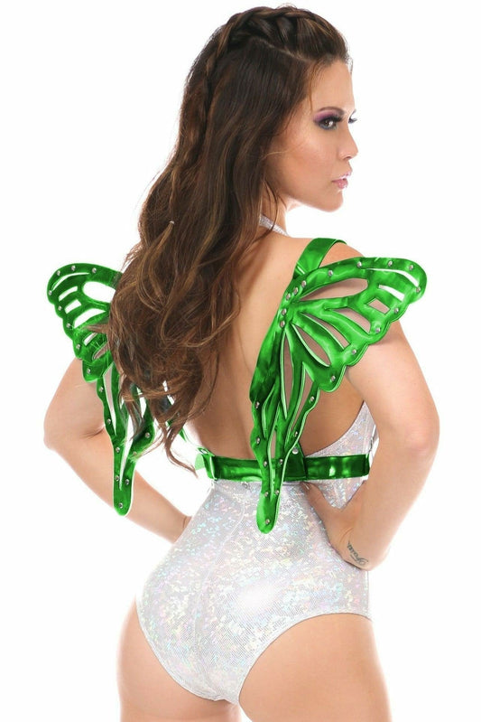 Green Holo Large Butterfly Wing Body Harness.