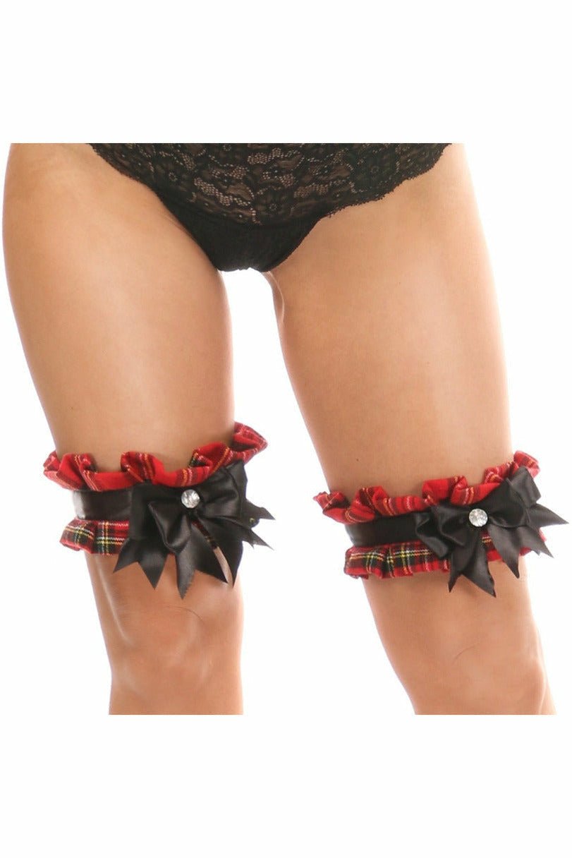 Kitten Collection Red Plaid Leg Garters (Set of 2).