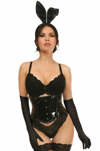Lavish 4 PC Black PVC Bunny Corset Costume.