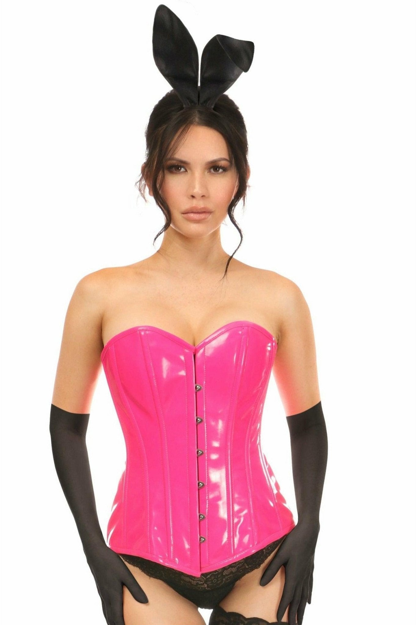 Lavish 4 PC Pink Patent Bunny Corset Costume.