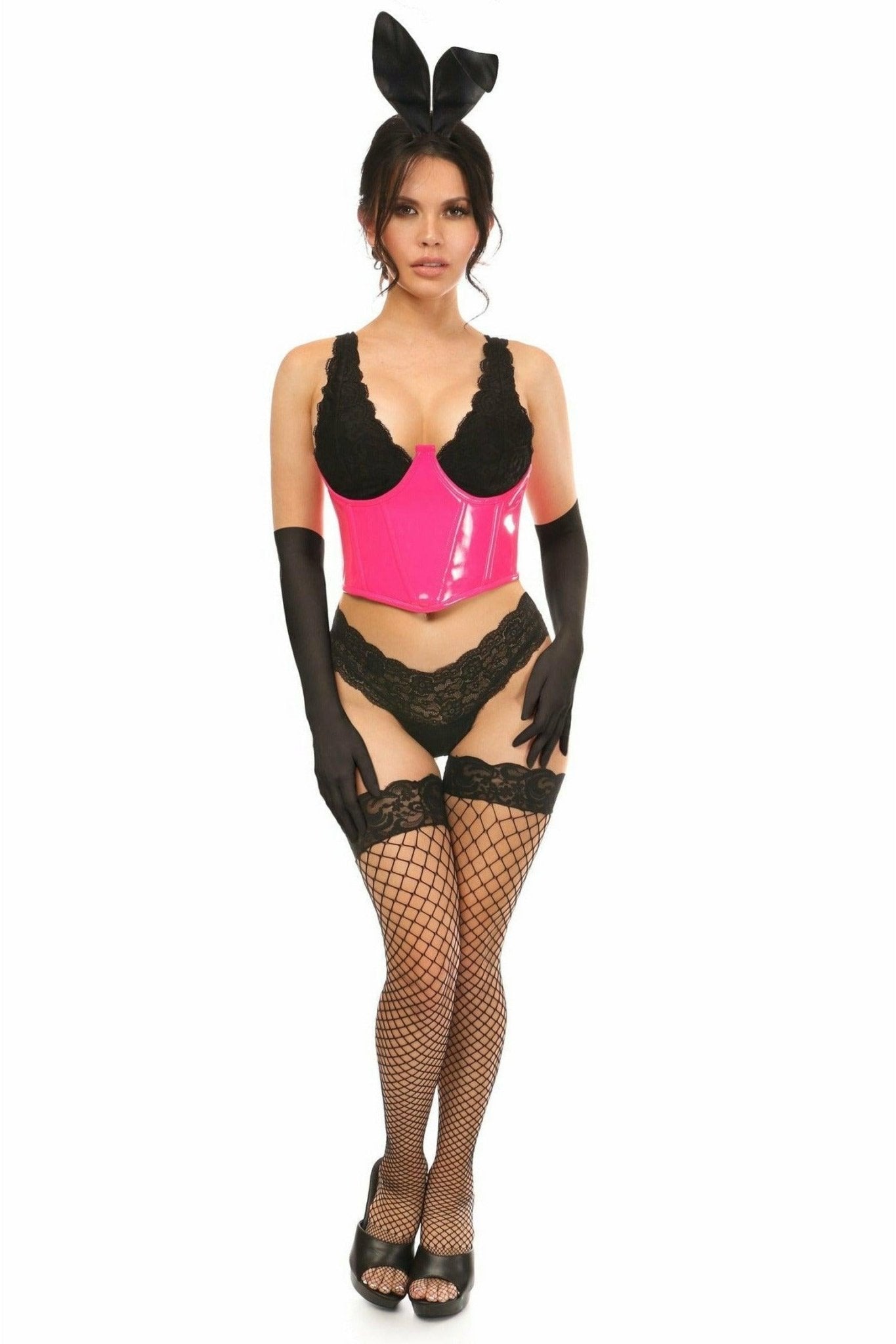Lavish 4 PC Pink PVC Bunny Corset Costume.