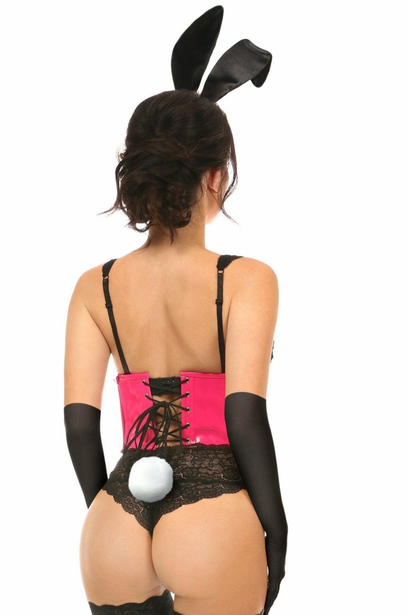 Lavish 4 PC Pink PVC Bunny Corset Costume.
