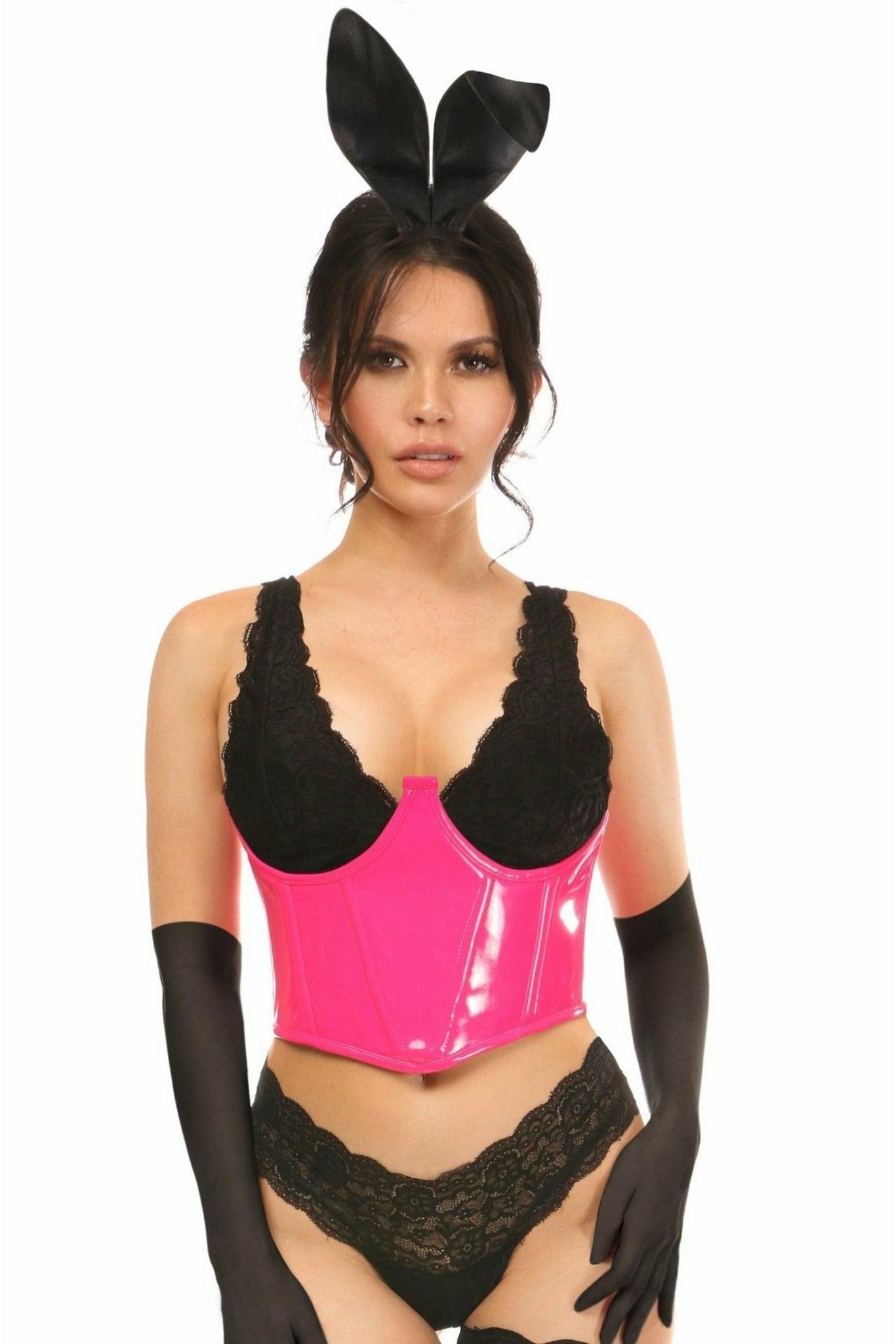 Lavish 4 PC Pink PVC Bunny Corset Costume.