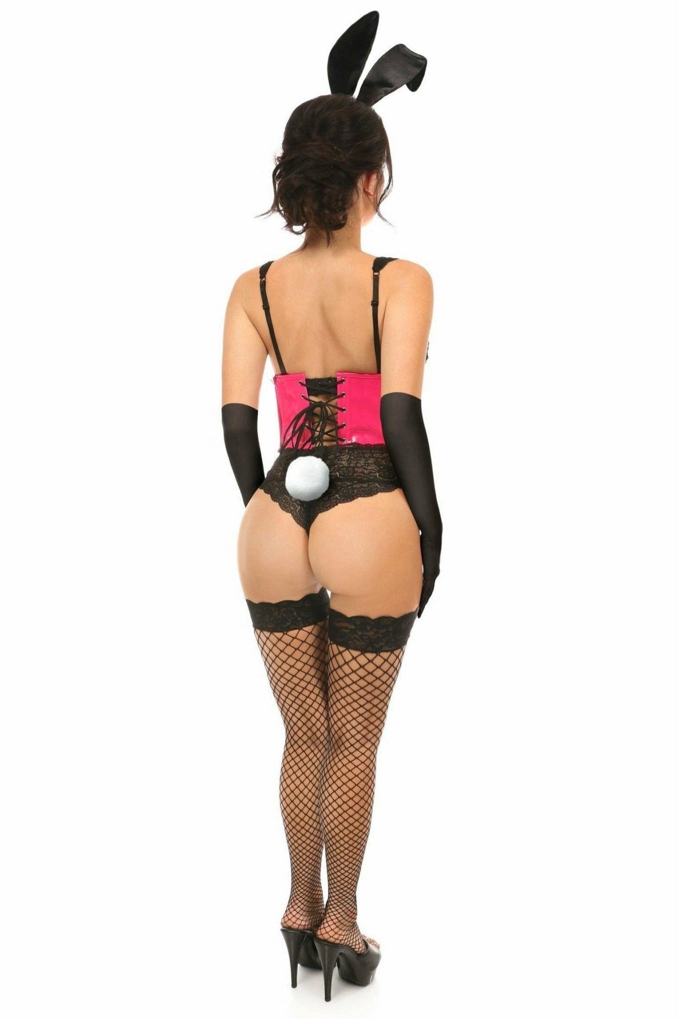Lavish 4 PC Pink PVC Bunny Corset Costume.