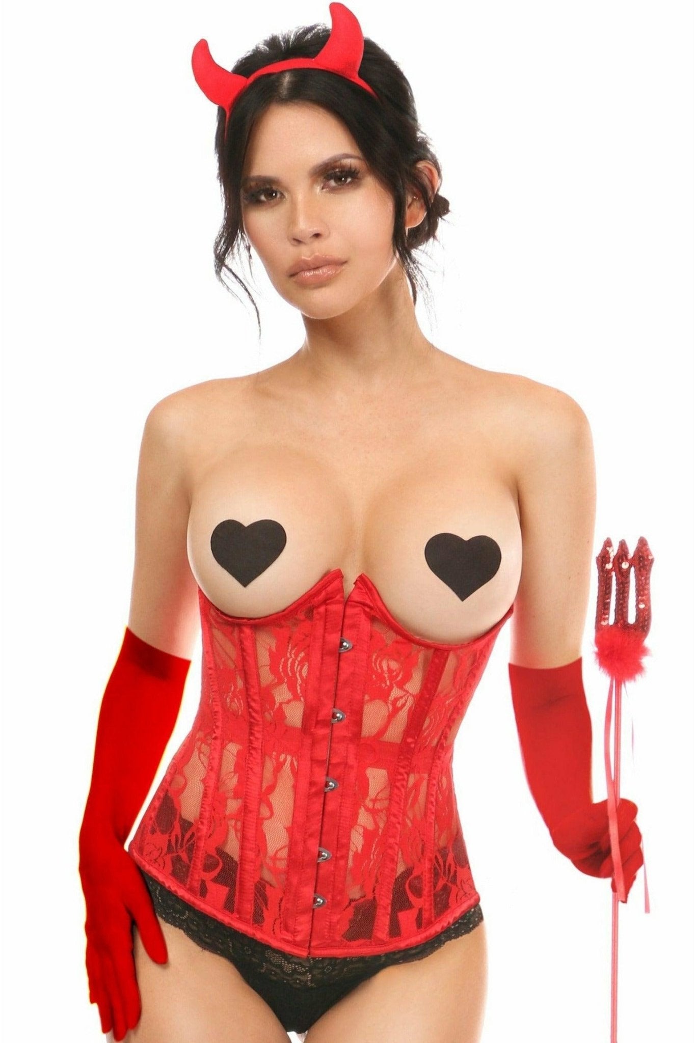 Lavish 4 PC Sexy Red Devil Corset Costume.