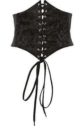 Lavish Black Brocade Corset Belt Cincher.